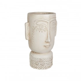 Vaso Romimex Grigio Resina Etnico Busto 25 x 38 x 21 cm