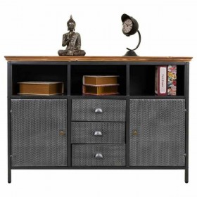 Credenza Alexandra House Living Marrone Grigio Legno Metallo 36 x 82 x 121 cm