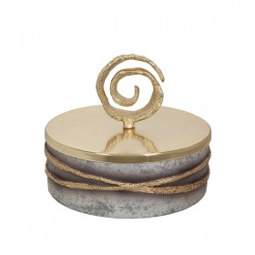 Scatola Decorativa Romimex Bianco Dorato Vetro Alluminio 26 x 22 x 26 cm