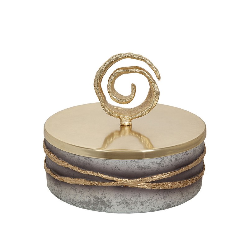 Scatola Decorativa Romimex Bianco Dorato Vetro Alluminio 26 x 22 x 26 cm
