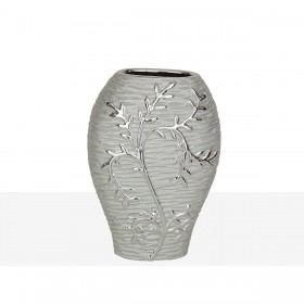 Vaso Romimex Argentato Porcellana 18 x 26 x 10 cm