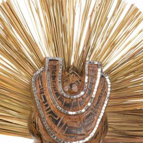 Statua Decorativa Alexandra House Living Marrone Legno Vetro Alghe marine Maschera 50 x 12 x 38 cm