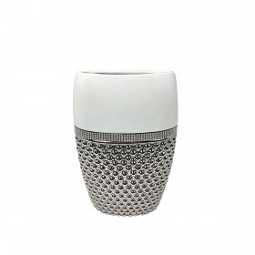 Vaso Romimex Bianco Argentato Ceramica 15 x 24 x 9 cm