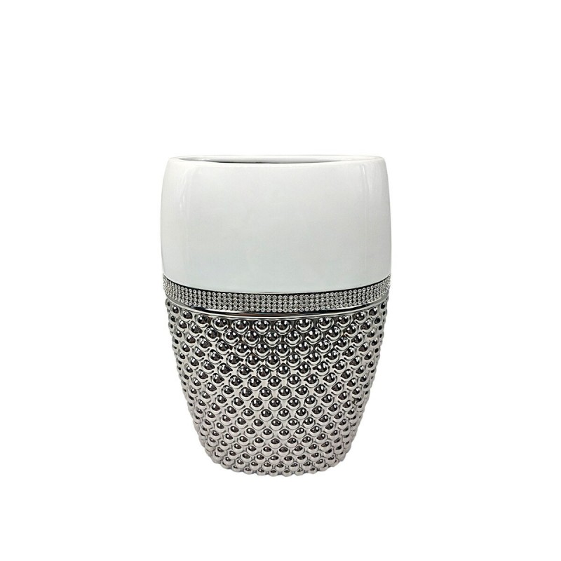 Vaso Romimex Bianco Argentato Ceramica 15 x 24 x 9 cm