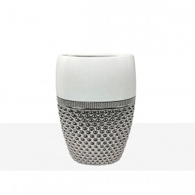 Vaso Romimex Bianco Argentato Ceramica 15 x 24 x 9 cm