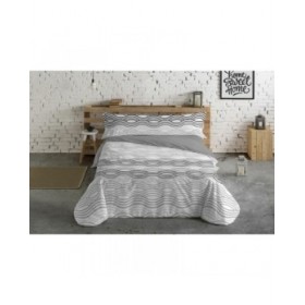 Set di copripiumino Hosteline Mojacar Grigio Ala francese 3 Pezzi