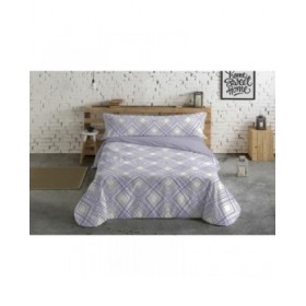 Set di copripiumino Hosteline Lineas Malva Singolo 3 Pezzi