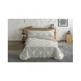 Set di copripiumino Hosteline Lineas Beige Matrimoniale 3 Pezzi