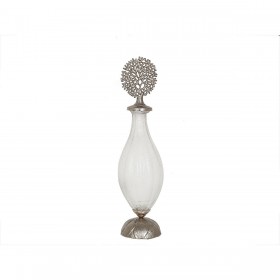Bottiglia Romimex Dorato Argentato Metallo Vetro 13 x 49 x 13 cm Con coperchio