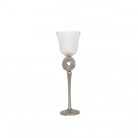 Calice Romimex Argentato Metallo Vetro 12 x 42 x 12 cm