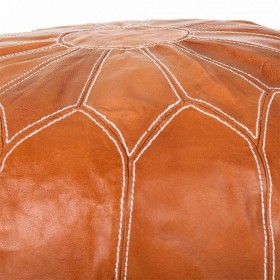 Puff Alexandra House Living Marrone Chiaro Pelle 48 x 35 x 48 cm