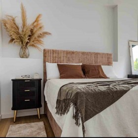 Comodino Alexandra House Living Nero Dorato 35 x 72 x 50 cm