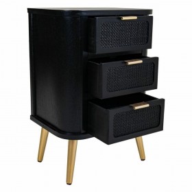 Comodino Alexandra House Living Nero Dorato 35 x 72 x 50 cm
