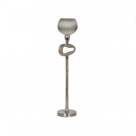 Portacandele Romimex Beige Argentato Vetro Alluminio 12 x 56 x 12 cm Sfera