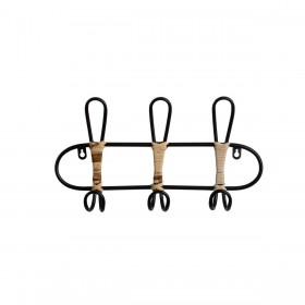 Appendiabiti da parete Romimex Nero vimini 40 x 21 x 8 cm