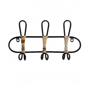 Appendiabiti da parete Romimex Nero vimini 40 x 21 x 8 cm
