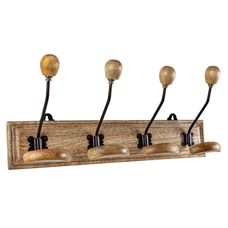 Appendiabiti da parete Romimex Naturale Legno Metallo 48 x 22 x 12 cm