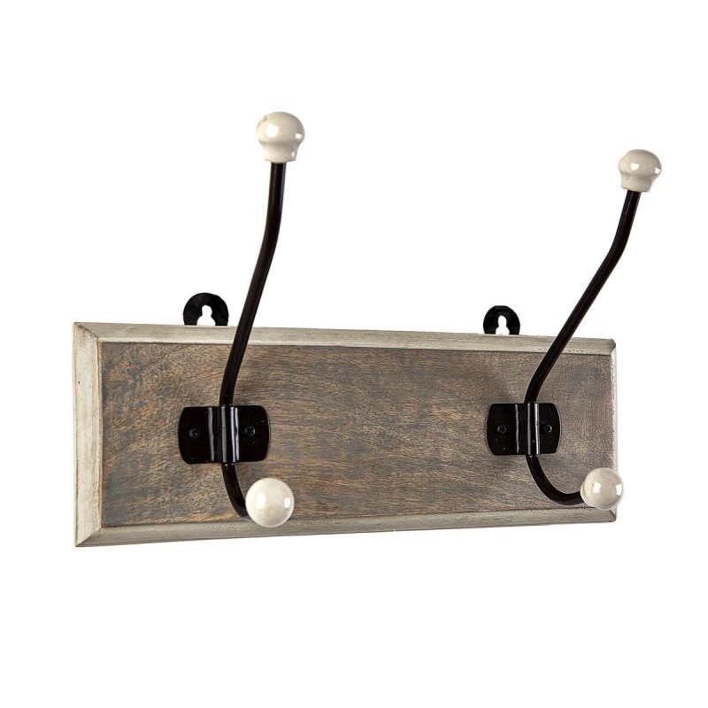 Appendiabiti da parete Romimex Naturale Legno Metallo Ceramica 28 x 17 x 10 cm