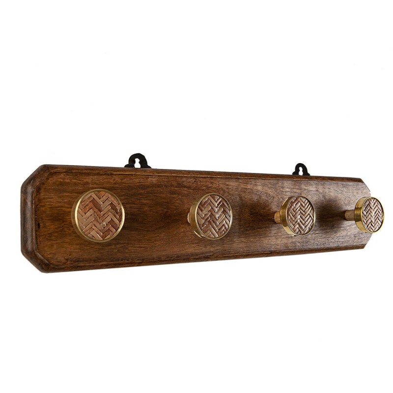 Appendiabiti da parete Romimex Naturale Legno Metallo Bambù 48 x 7 x 12 cm