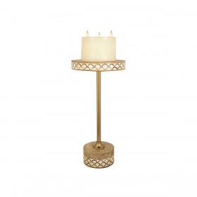 Tavolo aggiuntivo Romimex Marrone Dorato Legno Metallo 25 x 50 x 25 cm