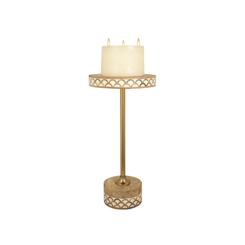 Tavolo aggiuntivo Romimex Marrone Dorato Legno Metallo 25 x 50 x 25 cm