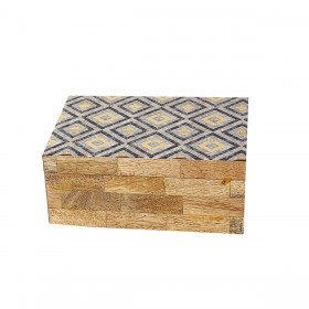 Scatola-Portagioie Romimex Marrone Nero Resina Legno MDF 18 x 8 x 13 cm