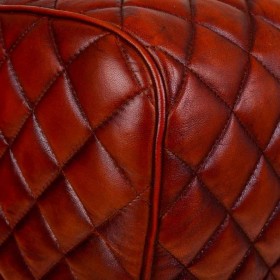 Sgabello Alexandra House Living Marrone Pelle Legno di mango 51 x 30 x 41 cm