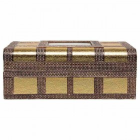 Scatola-Portagioie Alexandra House Living Dorato Alluminio Legno MDF 20 x 7 x 27 cm