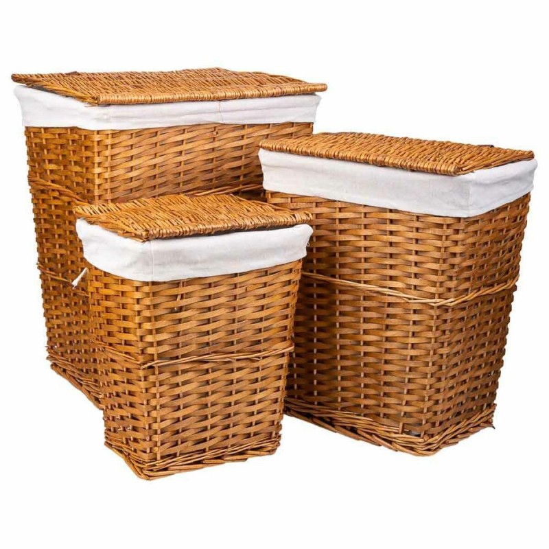 Cesto per i Panni Sporchi Alexandra House Living Marrone 36 x 54 x 45 cm 37 x 28 x 46 cm 30 x 22 x 38 cm 3 Pezzi