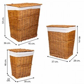 Cesto per i Panni Sporchi Alexandra House Living Marrone 36 x 54 x 45 cm 37 x 28 x 46 cm 30 x 22 x 38 cm 3 Pezzi