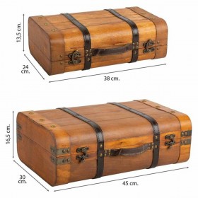 Valigia decorativa Alexandra House Living Marrone PVC Legno Metallo Vintage 30 x 16 x 45 cm 38 x 24 x 13,5 cm Decorativo 2 Pezzi