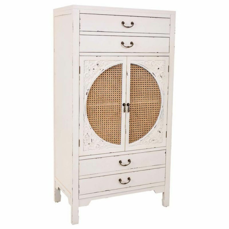Armadio Alexandra House Living Bianco Rattan Legno di abete Legno MDF 40 x 135 x 70 cm
