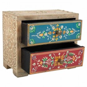 Scatola-Portagioie Alexandra House Living Multicolore Naturale Legno di mango Legno MDF 10 x 15 x 18 cm 2 cassetti