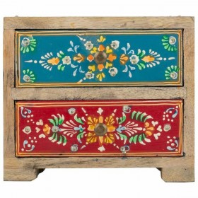 Scatola-Portagioie Alexandra House Living Multicolore Naturale Legno di mango Legno MDF 10 x 15 x 18 cm 2 cassetti