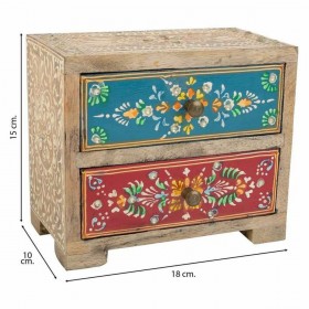Scatola-Portagioie Alexandra House Living Multicolore Naturale Legno di mango Legno MDF 10 x 15 x 18 cm 2 cassetti
