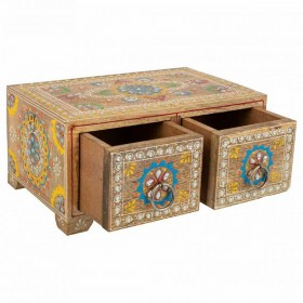 Scatola-Portagioie Alexandra House Living Multicolore Naturale Legno di mango Legno MDF 14 x 10 x 23 cm 2 cassetti