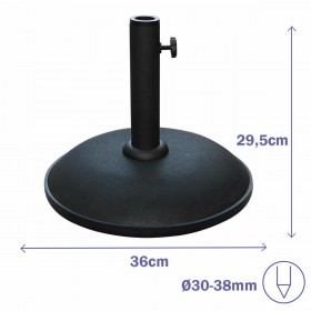 Marbueno Base Ombrellone Rotonda Cemento 36x29,5 cm 11KG Nero Giardino, Piscina 10444