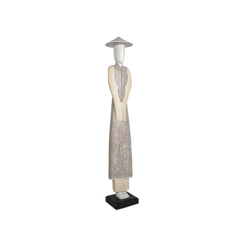 Statua Decorativa Romimex Beige Legno Giapponese Donna 20 x 150 x 20 cm