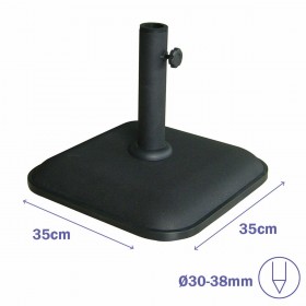 Marbueno Base Ombrellone Quadrato Cemento 35X35X5,2 cm 11KG Nero Giardino, Piscina 10455
