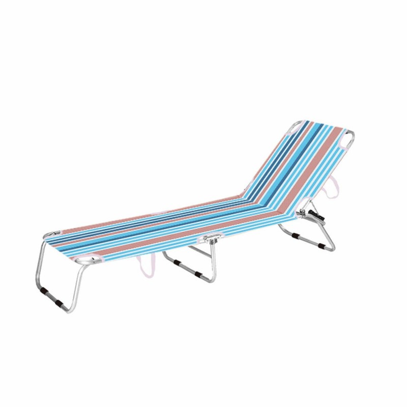 Marbueno Tumbona Plegable Rayas Naranja e Blu 187X58X24 cm 10466