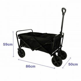 Marbueno Carrello Multiuso Pieghevole Acciaio 150 KG Nero Giardino, Spiaggia 86X50X59 cm