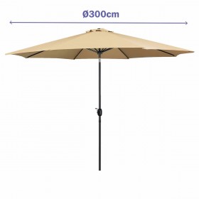 Marbueno Ombrellone Acciaio 8 Stecche D300 cm Poliestere Marrone Giardino 10485