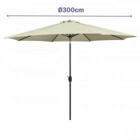 Marbueno Ombrellone Acciaio 8 Stecche D300 cm Poliestere Beige Giardino Piscina 10486