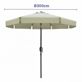 Marbueno Ombrellone Acciaio 8 Stecche D300 cm Poliestere Beige Giardino, Piscina 10490