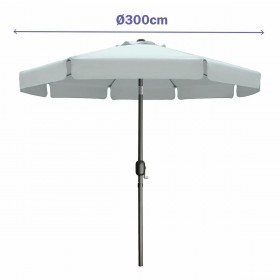 Marbueno Ombrellone Acciaio 8 Stecche D300 cm Poliestere Bianco Giardino 10491
