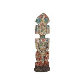 Scultura Romimex Giallo Rosso Verde Legno di suar 33 x 157 x 33 cm Tribale
