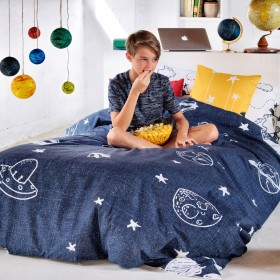 Set di copripiumino HappyFriday Mr Fox Starspace  Multicolore Singolo 2 Pezzi
