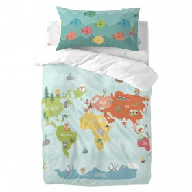 Set di copripiumino HappyFriday Happynois World Map Multicolore Culla Neonato 2 Pezzi