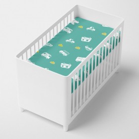 Lenzuolo con angoli HappyFriday MOSHI MOSHI Verde Multicolore 70 x 140 x 14 cm