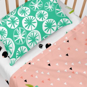 Lenzuolo con angoli HappyFriday MOSHI MOSHI Bianco Multicolore 70 x 140 x 14 cm Panda
